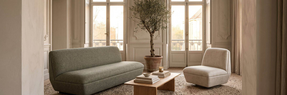 Sessel & Sofas: Sofa Jules Moss und Clubsessel Jules Ivory im Wohnambiente