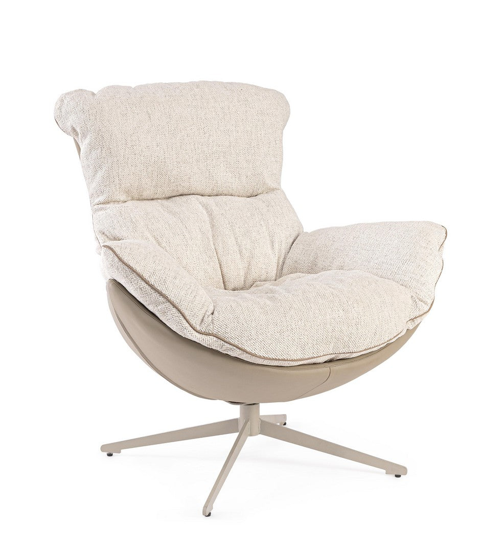 Drehsessel Armela Beige von Bizzotto, freigestellt in der Frontansicht, B 89 × T 95 × H 95 cm, im STUFF Shop