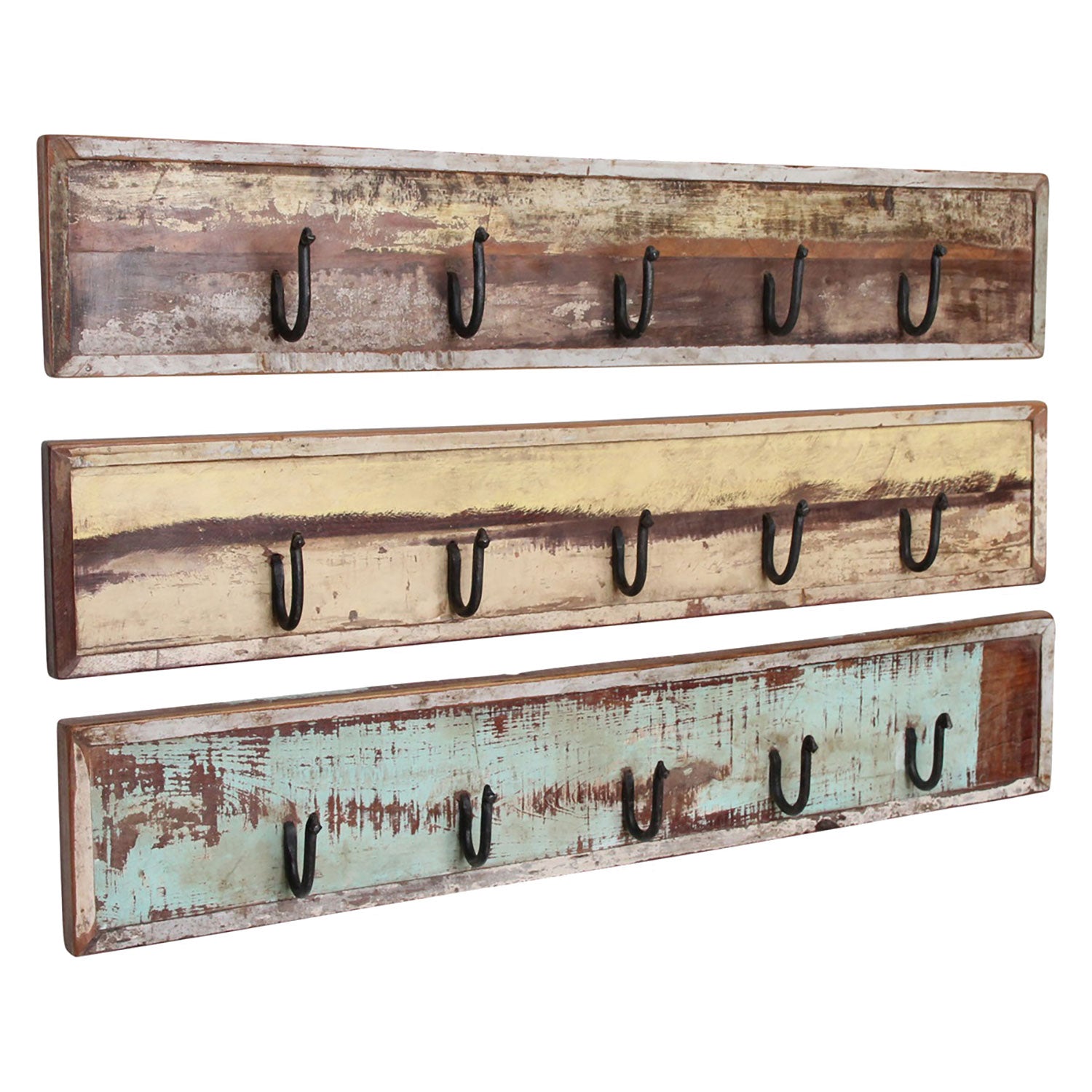 Wandgarderobe aus Altholz 5 Haken Handmade Vintage Industrie Look | STUFF Shop