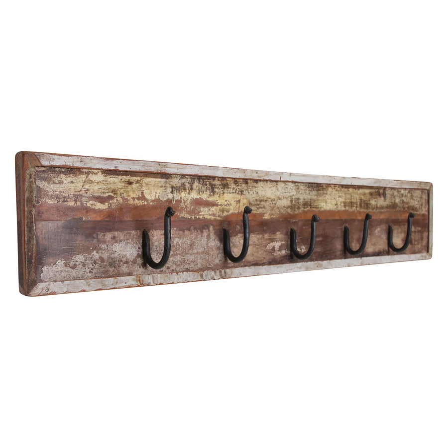 Wandgarderobe aus Altholz 5 Haken Handmade Vintage Industrie Look | STUFF Shop
