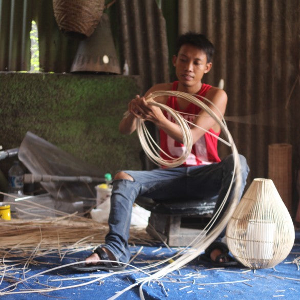 Rattan Lampe Maze Handmade natural L Ø 57cm