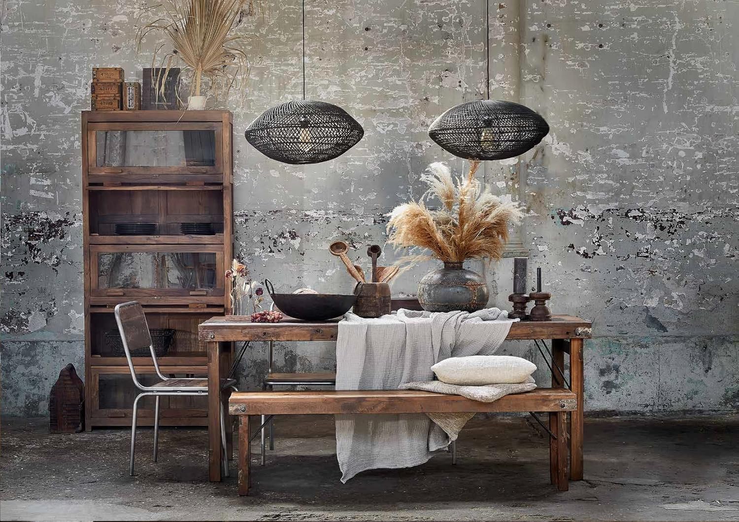 STUFF Loft Vintage Esstisch Tisch aus Holz klappbar Shabby-Chic brown