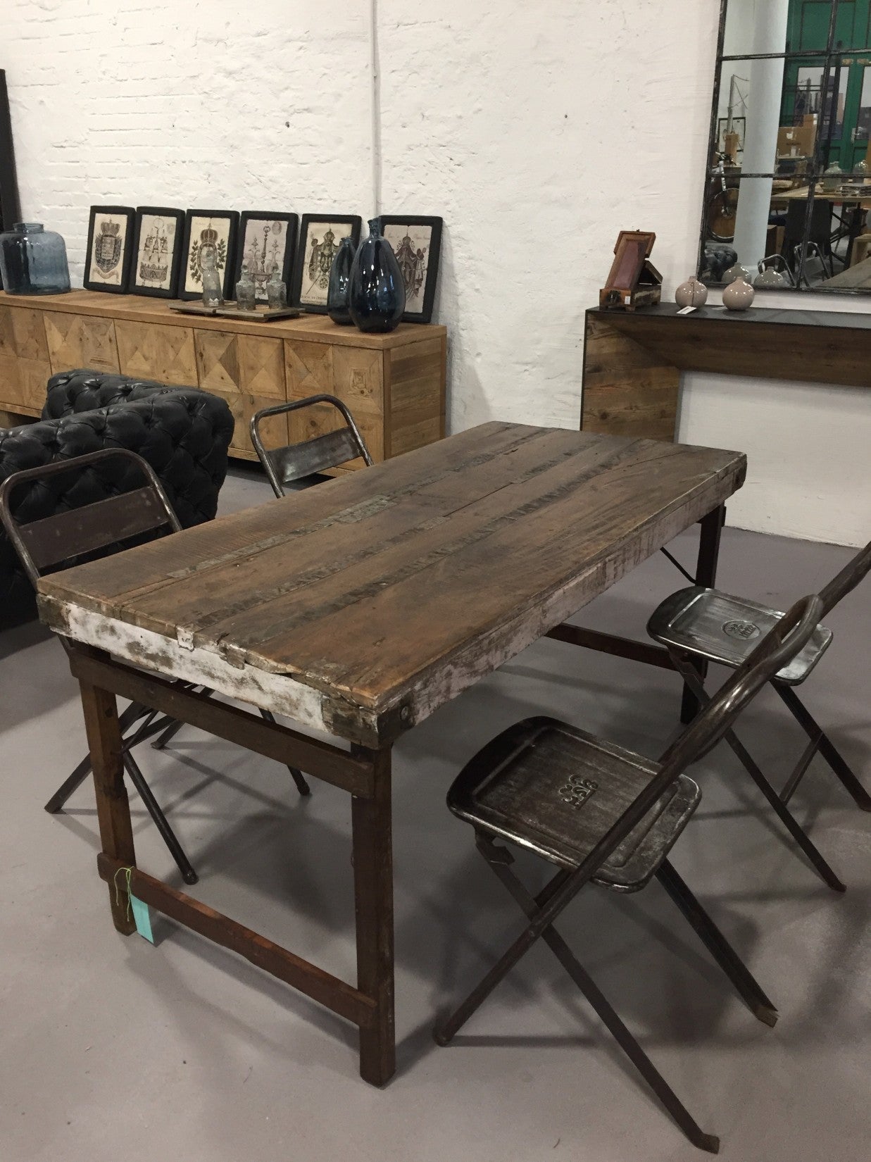 STUFF Loft Vintage Esstisch Tisch aus Holz klappbar Shabby-Chic brown