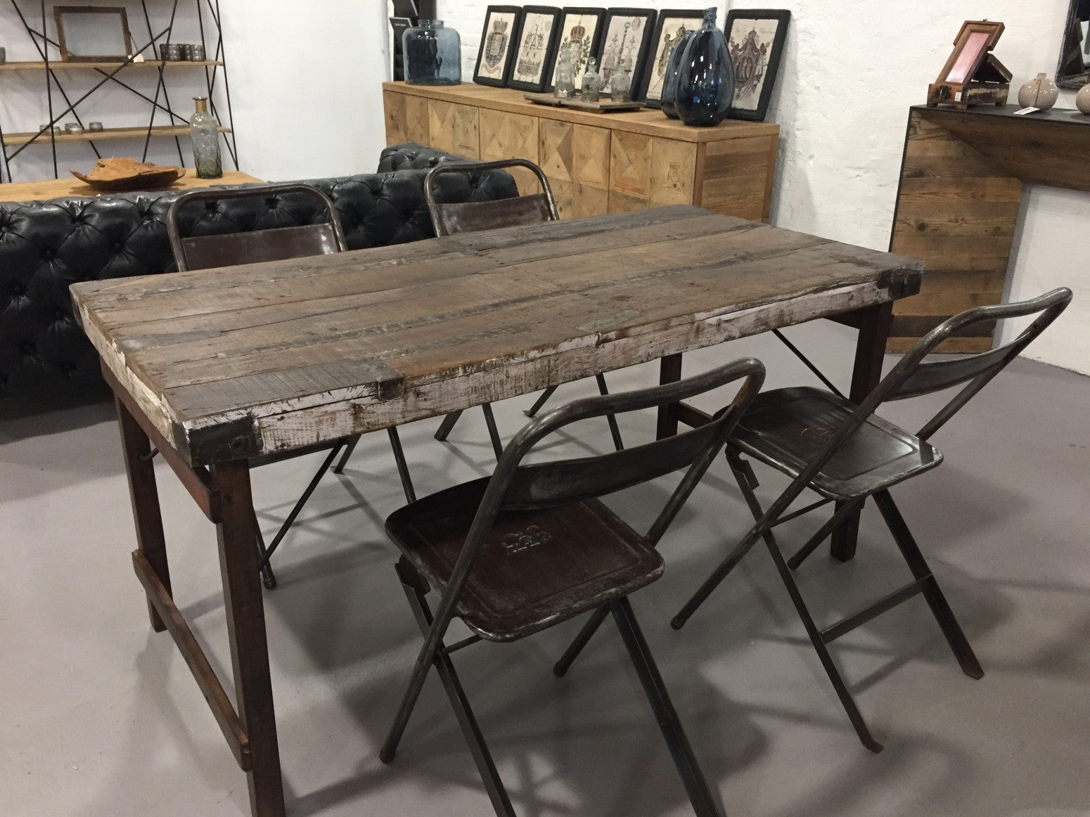 STUFF Loft Vintage Esstisch Tisch aus Holz klappbar Shabby-Chic brown