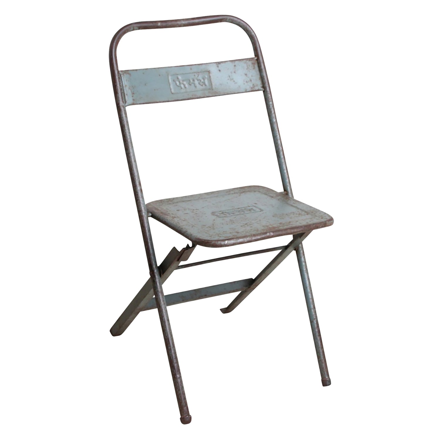 Vintage Klappstuhl in Blau-Grau