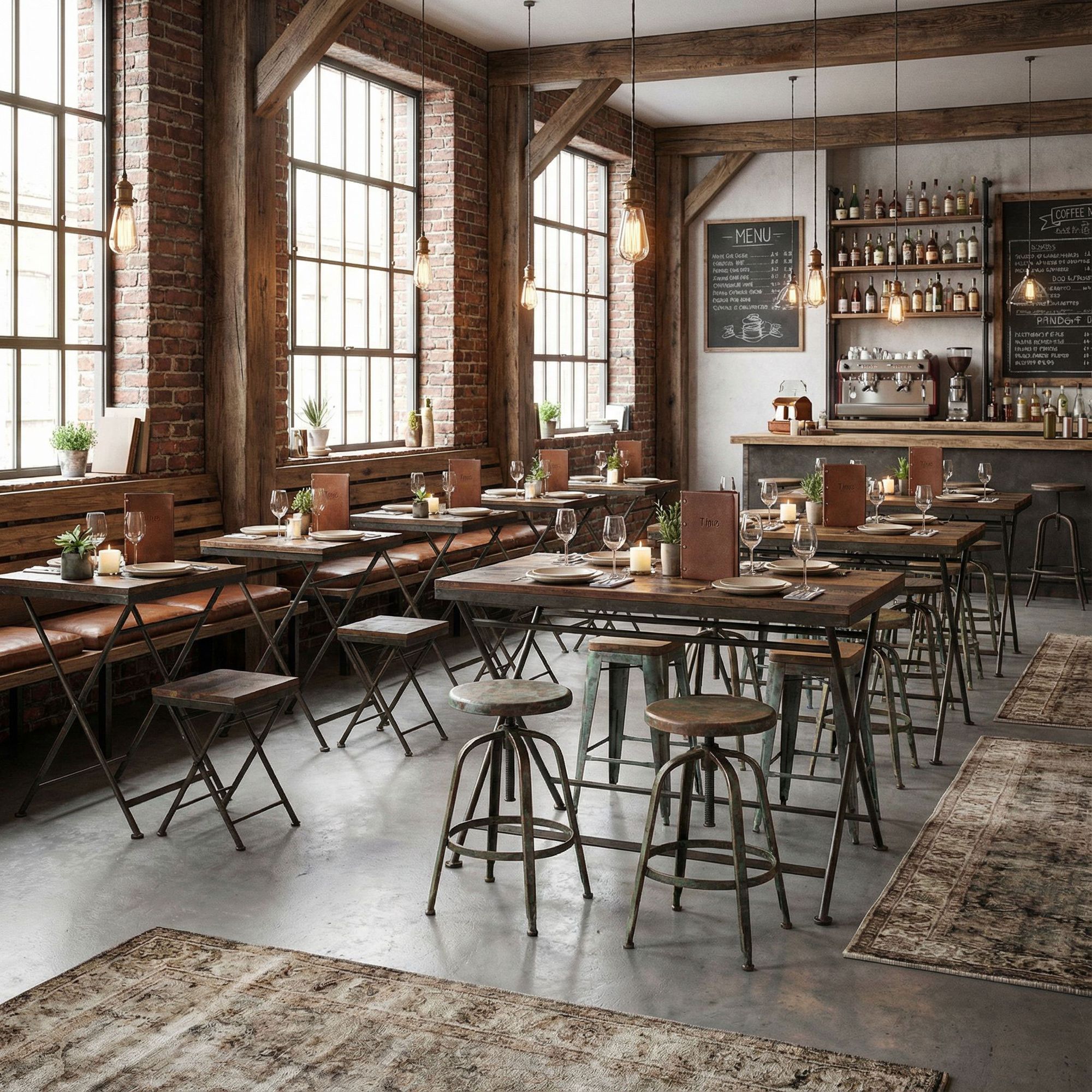 Klapptisch Heritage aus recyceltem Altholz mit Metallgestell im Vintage-Industriestil | STUFF Loft Gastronimie Design