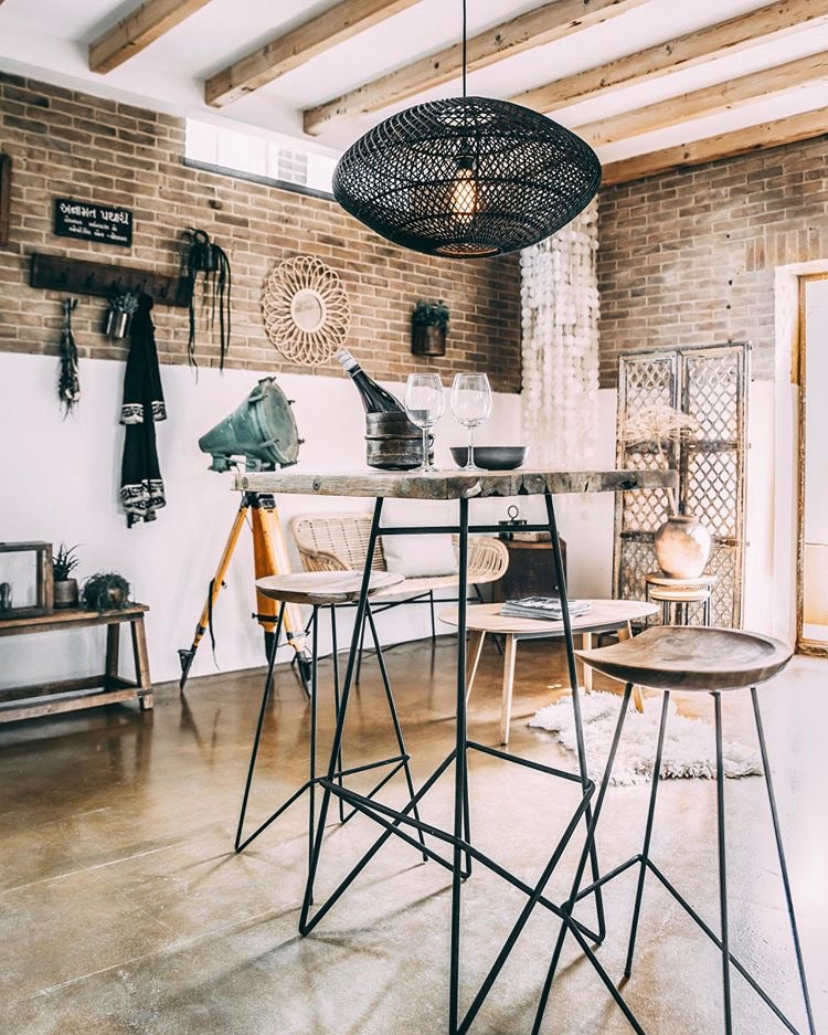 Barhocker Industrial Loft Style aus Teakholz