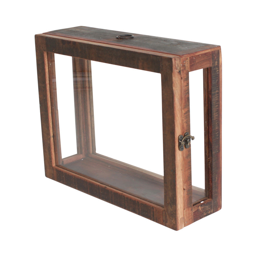 Deko-Kasten Schaukasten Vitrine Vintage aus Glas & Altholz