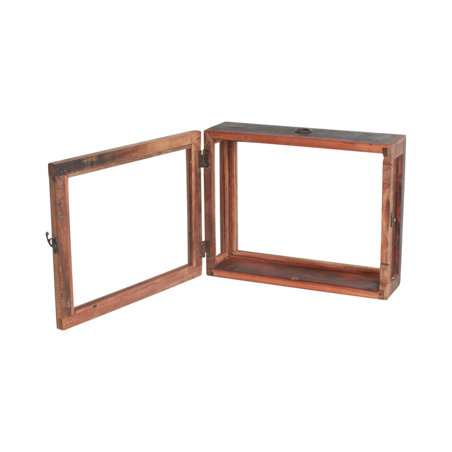 Deko-Kasten Schaukasten Vitrine Vintage aus Glas & Altholz
