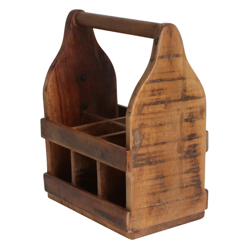 Flaschenträger aus Holz im Vintage Design mit Flaschenöffner