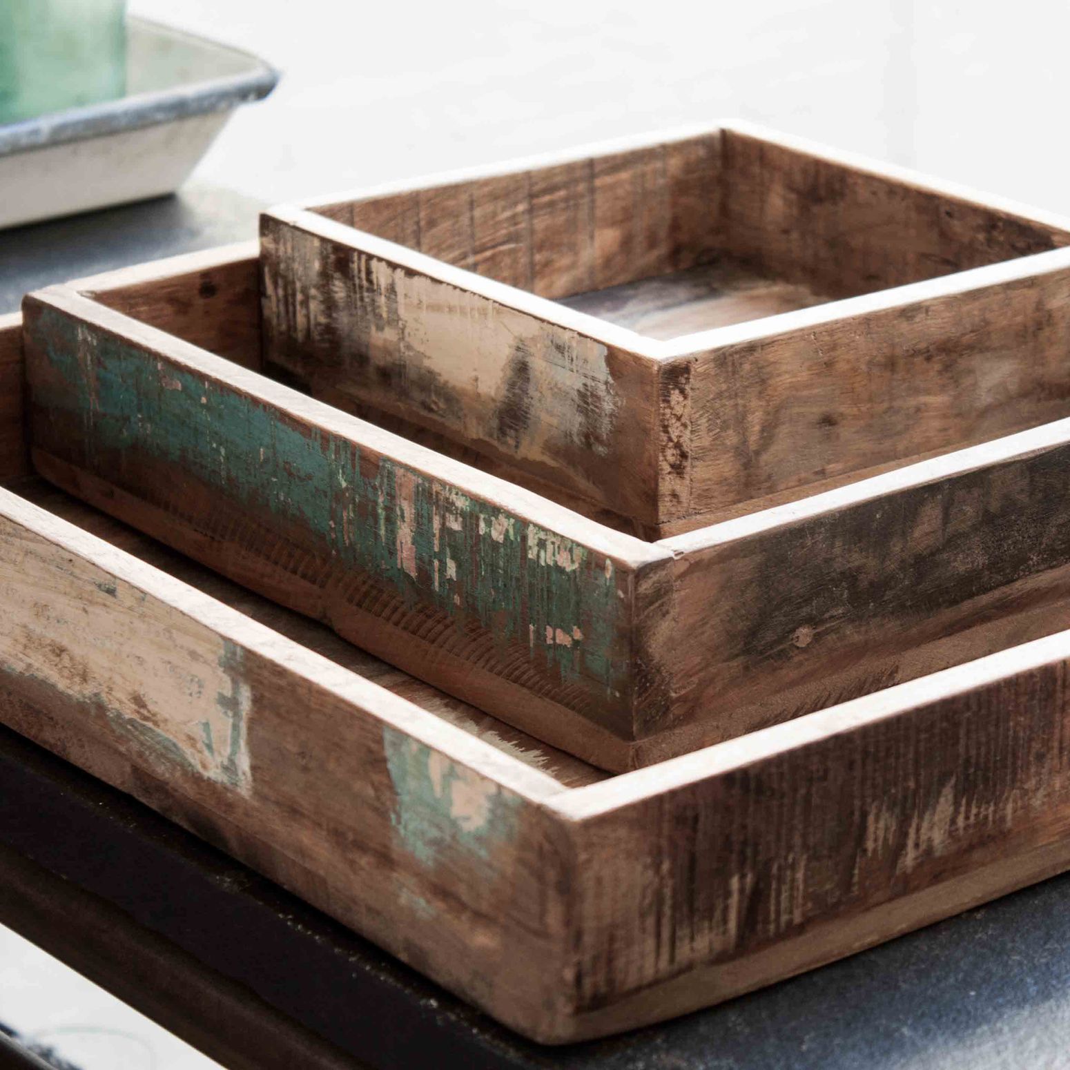 Serviertablett aus Altholz vintage Shabby-Chic