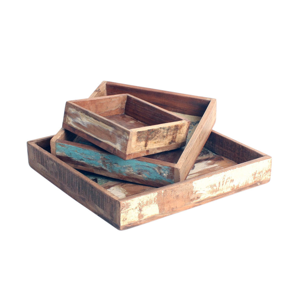 Serviertablett aus Altholz vintage Shabby-Chic