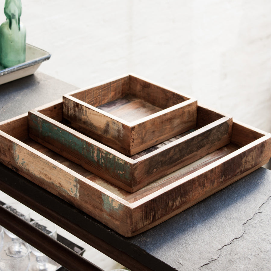 Serviertablett aus Altholz vintage Shabby-Chic