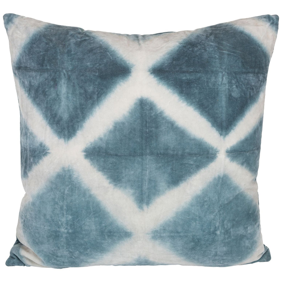 Dekokissen Samt-Kissen Batik large in türkis/ weiß - 60.0 x 60.0 cm
