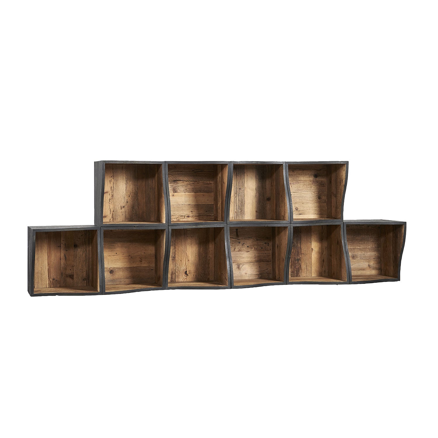 Modulares Bücherregal aus Altholz im Charlet Design, 10 Elemente von Dialma Brown
