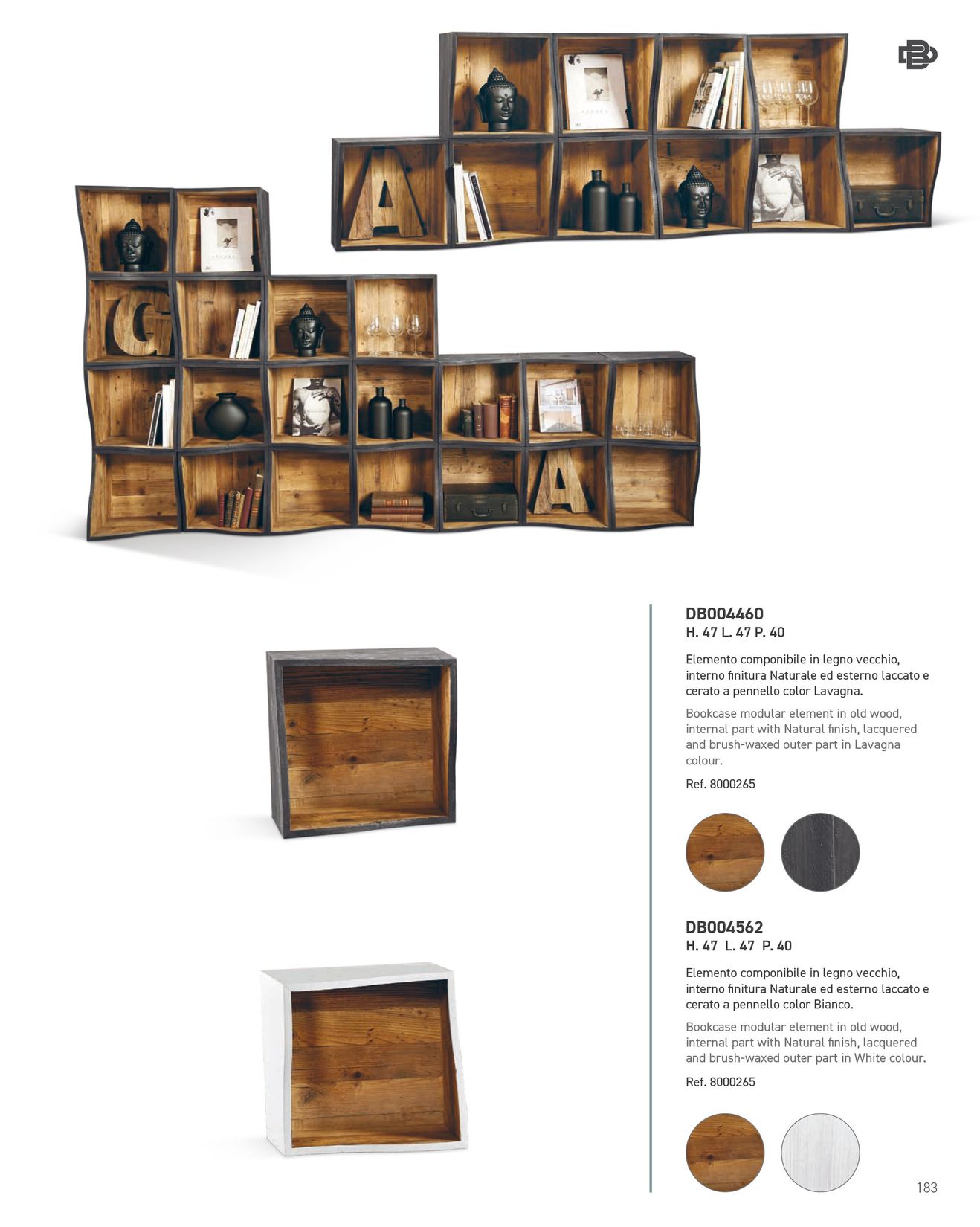 Modulares Bücherregal aus Altholz im Charlet Design, 10 Elemente von Dialma Brown