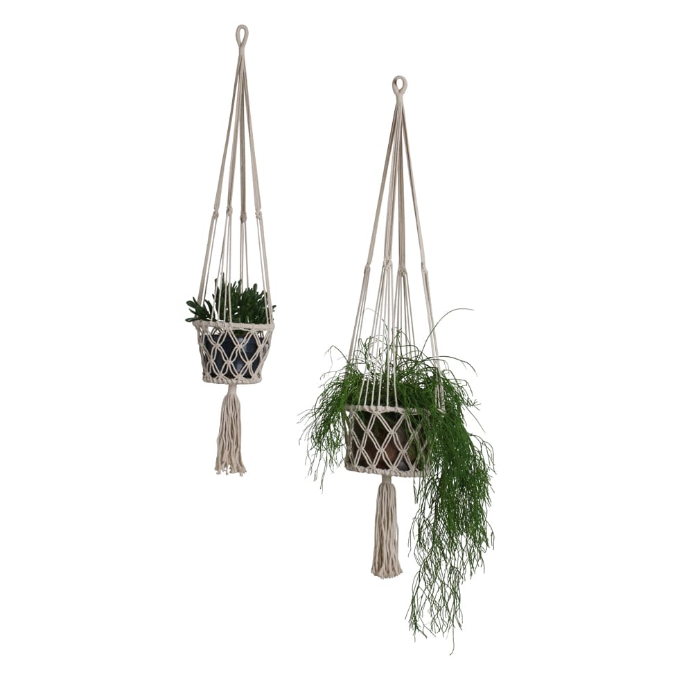 Makramee Blumenampel / Plant Hanger aus Baumwolle Ø 22 cm, H 105 cm
