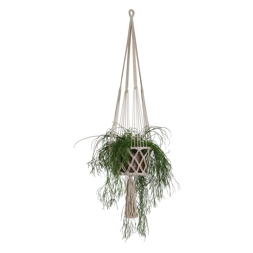 Makramee Blumenampel / Plant Hanger aus Baumwolle Ø 22 cm, H 105 cm