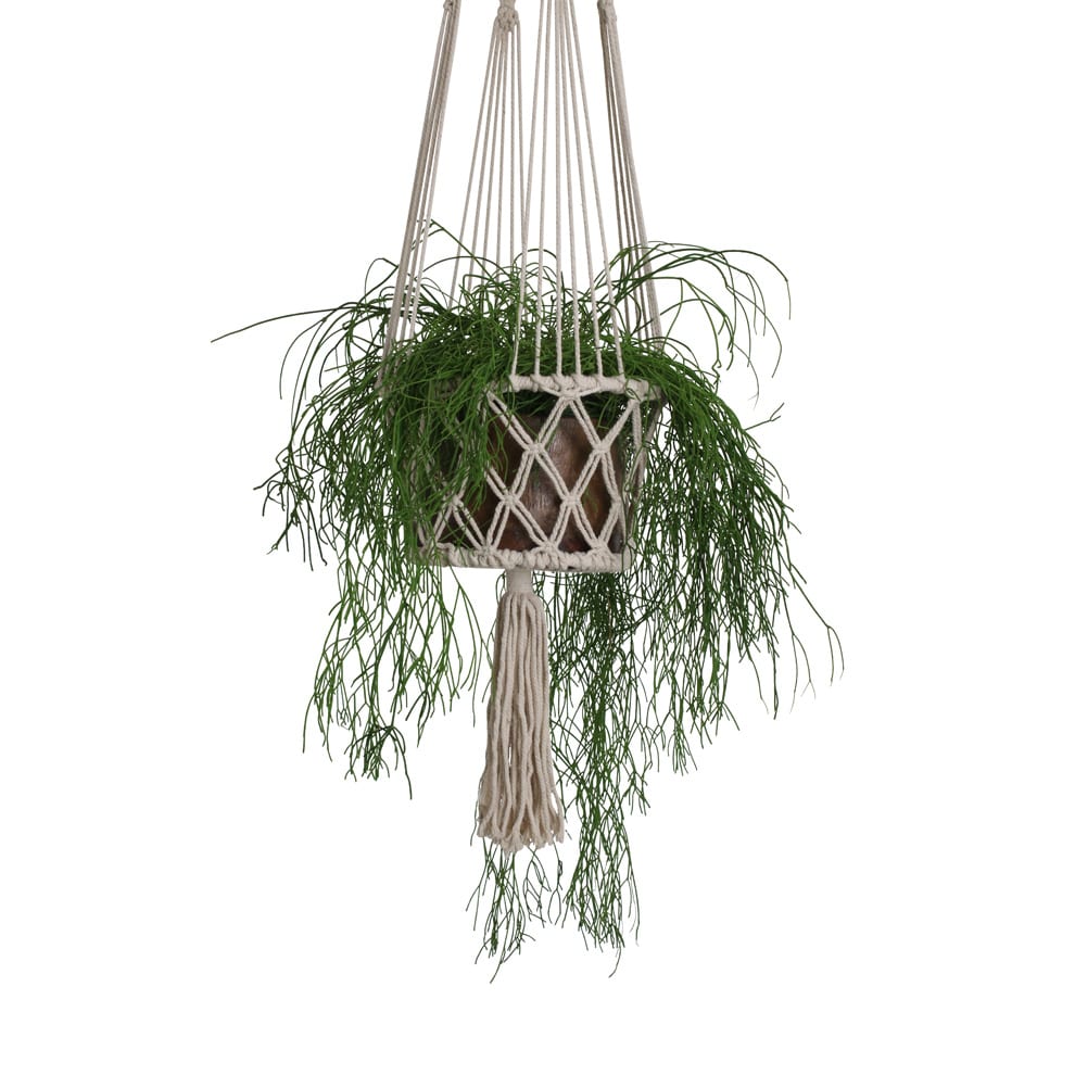 Makramee Blumenampel / Plant Hanger aus Baumwolle Ø 22 cm, H 105 cm