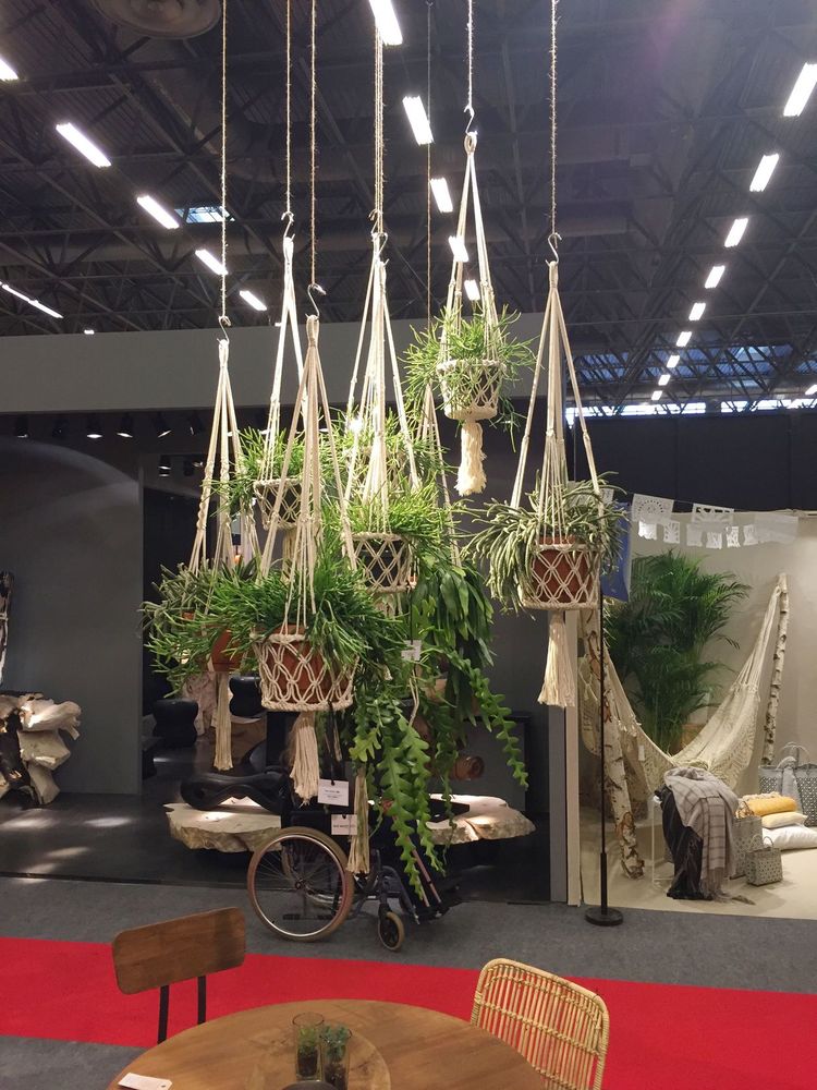 Makramee Blumenampel / Plant Hanger aus Baumwolle Ø 22 cm, H 105 cm