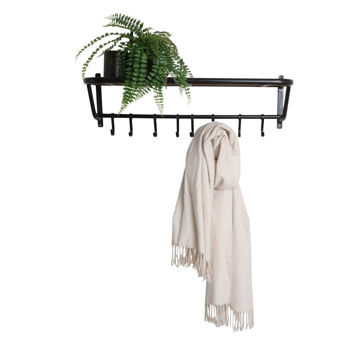 Schwarze Wandgarderobe aus Metall im Industrial Loft Style