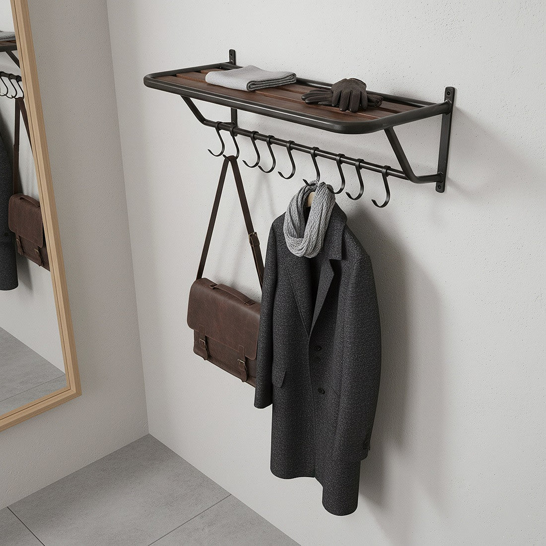Schwarze Wandgarderobe aus Metall im Industrial Loft Style | STUFF Shop