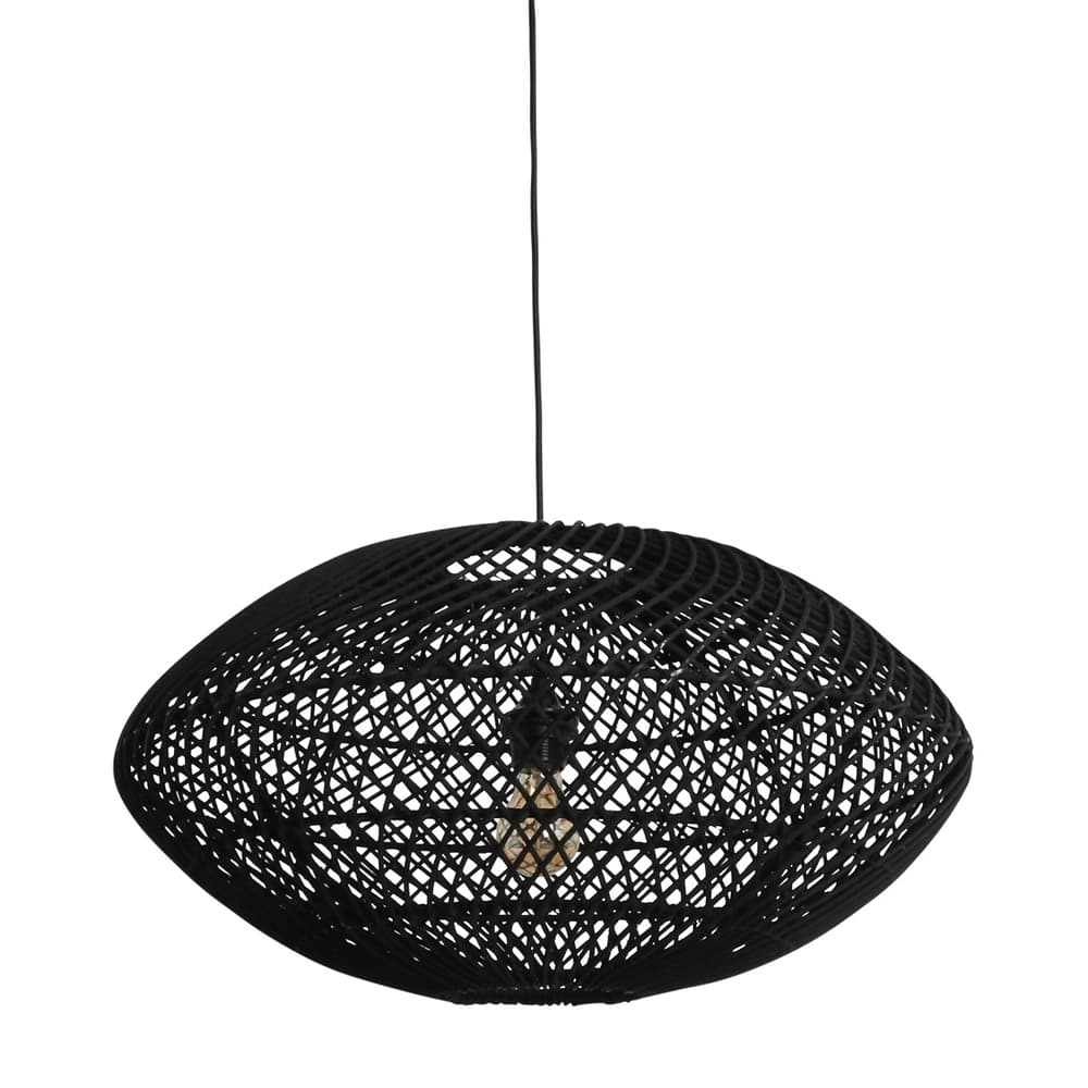 Deckenleuchte Ellipse Rattan schwarz