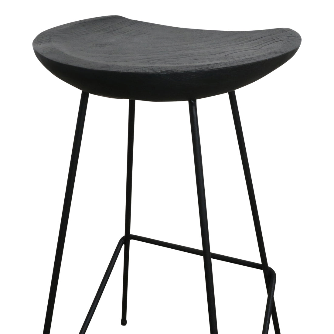 Barhocker Teak Industrial Loft Style - Black Edition