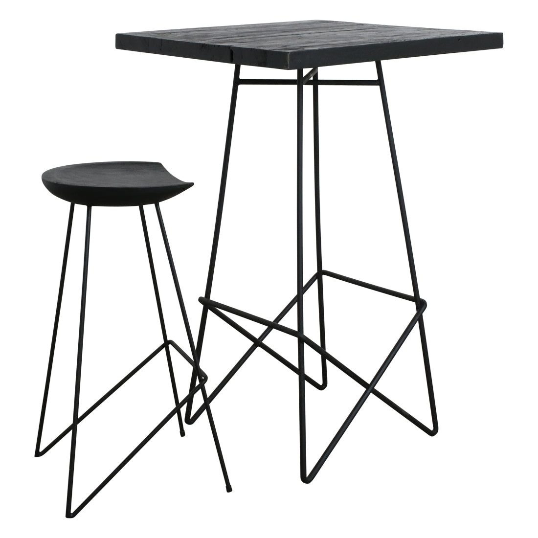 Barhocker Teak Industrial Loft Style - Black Edition