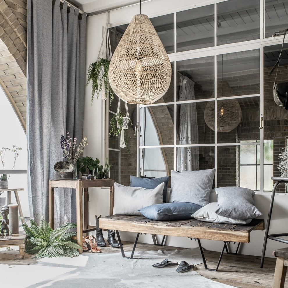 Deckenleuchte Drop Rattan natural