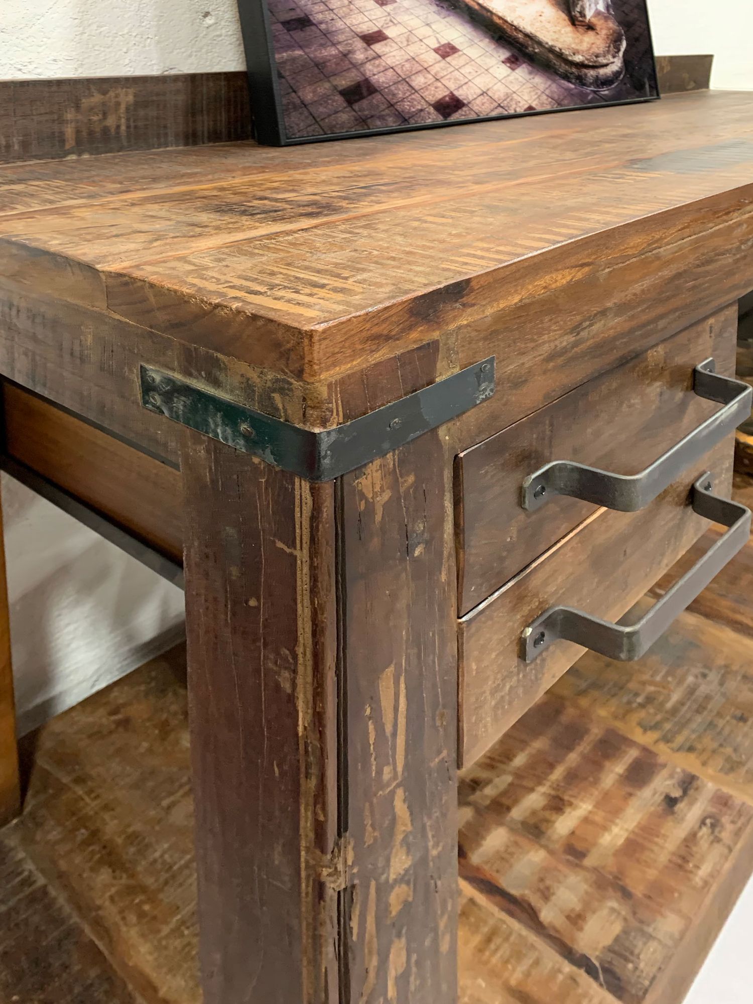 Konsolentisch Heritage im Werkbank-Stil aus recyceltem Holz