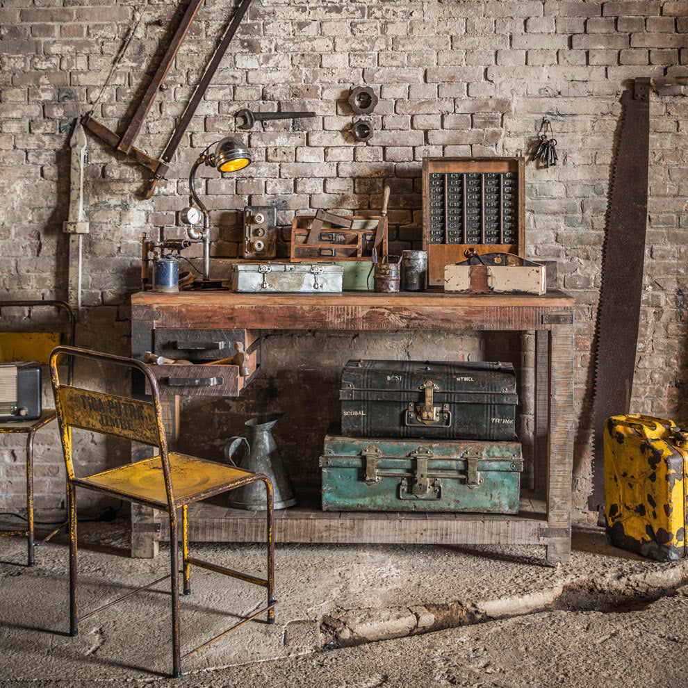 Konsolentisch Heritage im Werkbank-Stil aus recyceltem Altholz