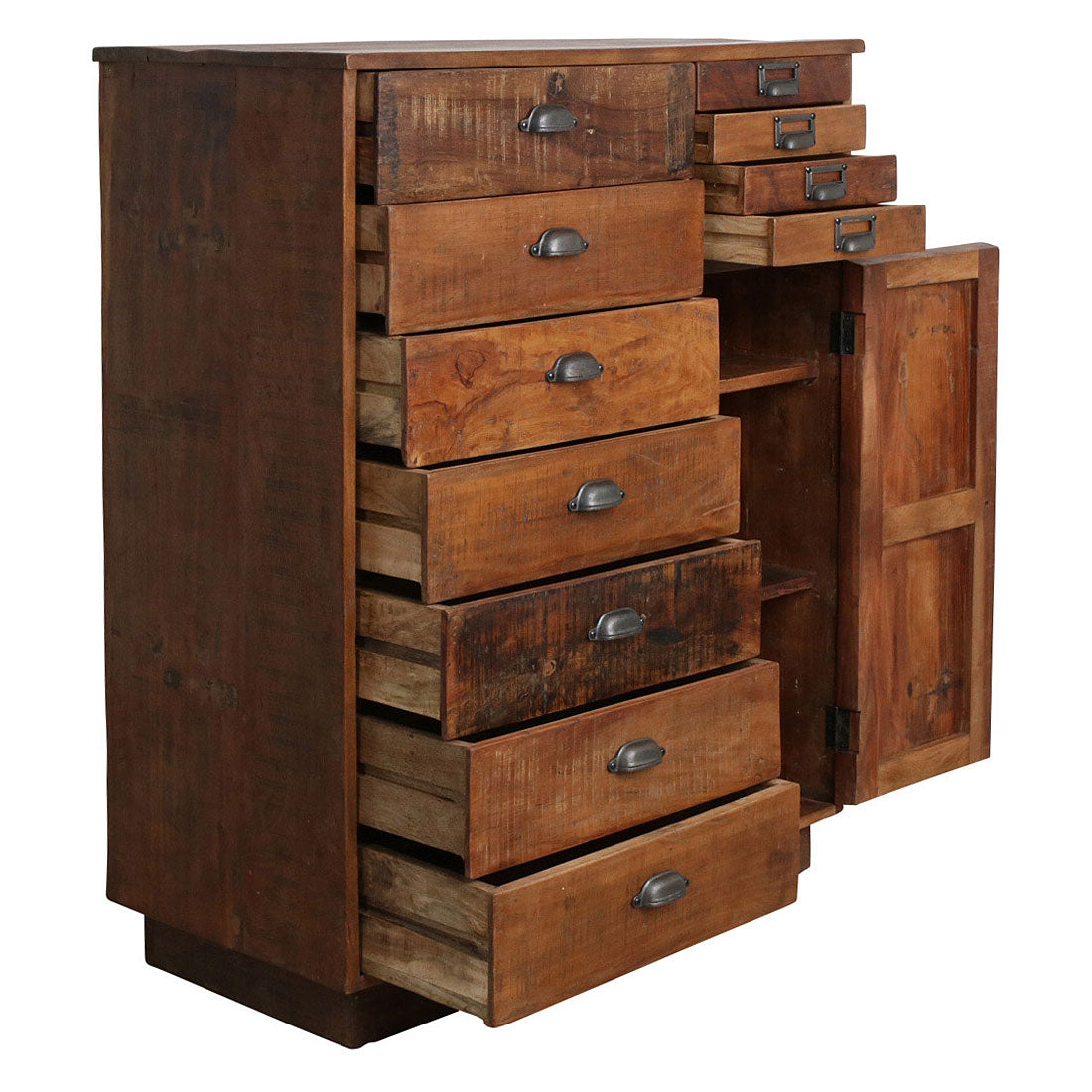 Kommode STUFF Loft Kollektion mit 11 Schubladen aus recyceltem Altholz und Metall