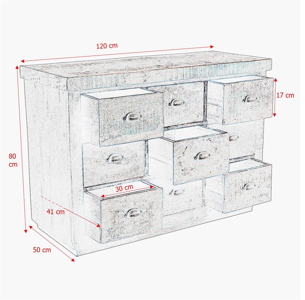 Kommode aus der Factory Kollektion mit 9 Schubladen | STUFF Loft
