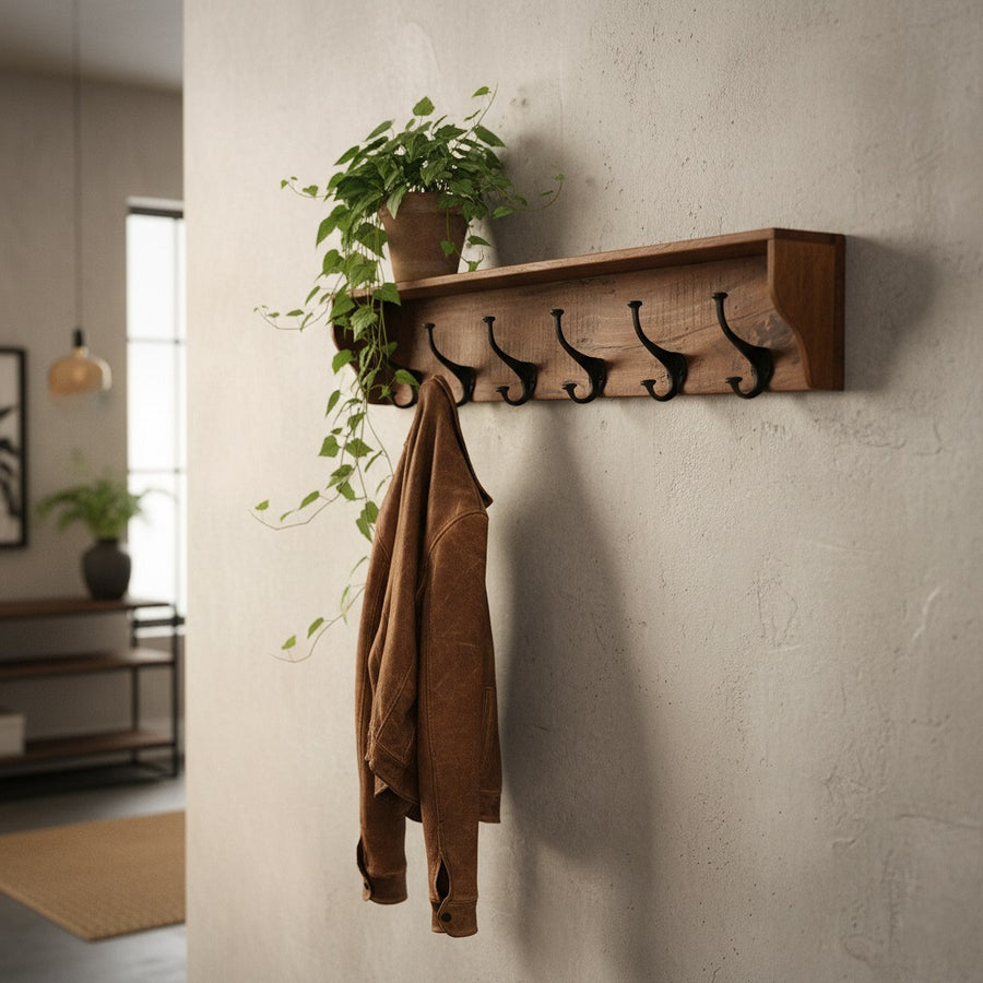 Vintage Wandgarderobe Flurgarderobe Garderobenhaken Wandhaken Altholz | STUFF Loft