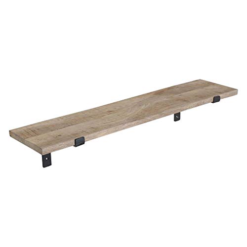 Wandregal Vintage aus recyceltem Mangoholz Massivholz 80cmx18cm (BxT) mit Haltern aus Stahl Industie-Loft-vintage-Design