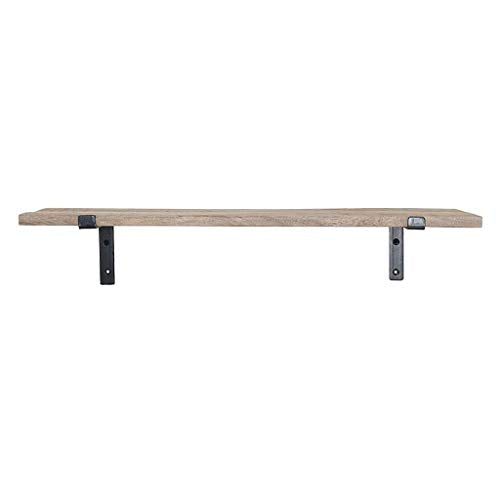 Wandregal Vintage aus recyceltem Mangoholz Massivholz 80cmx18cm (BxT) mit Haltern aus Stahl Industie-Loft-vintage-Design