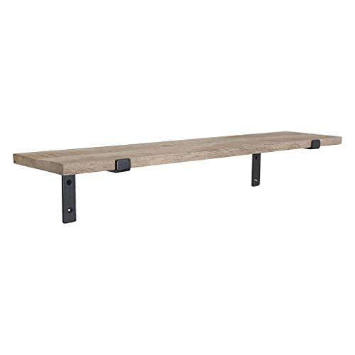 Wandregal Vintage aus recyceltem Mangoholz Massivholz 80cmx18cm (BxT) mit Haltern aus Stahl Industie-Loft-vintage-Design