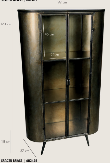 Vitrinenschrank Spacer Messing Eisen von PTMD