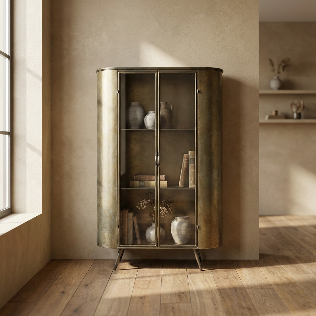 Vitrinenschrank Spacer Messing Eisen von PTMD