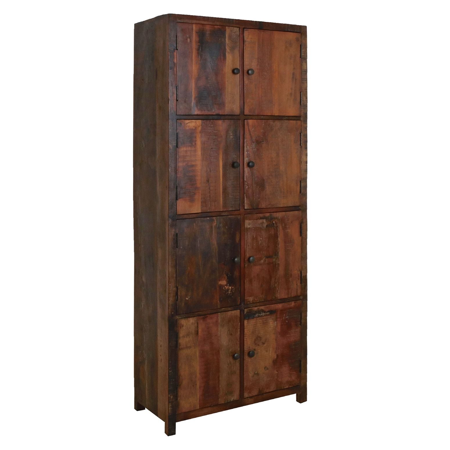 Schrank Heritage mit 8 Türen aus recyceltem Holz im Industrial-Stil mit Metallbeschlägen
