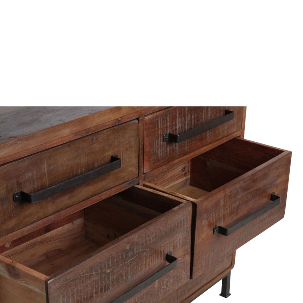 Kommode aus recyceltem Altholz mit sechs Schubladen – STUFF Loft Kollektion