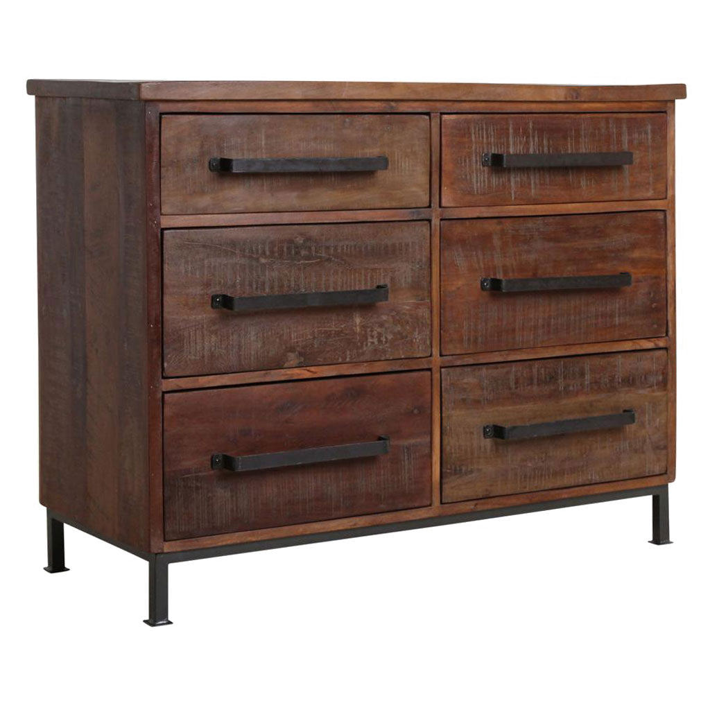 Kommode aus recyceltem Altholz mit sechs Schubladen aus der STUFF Loft Heritage Kollektion