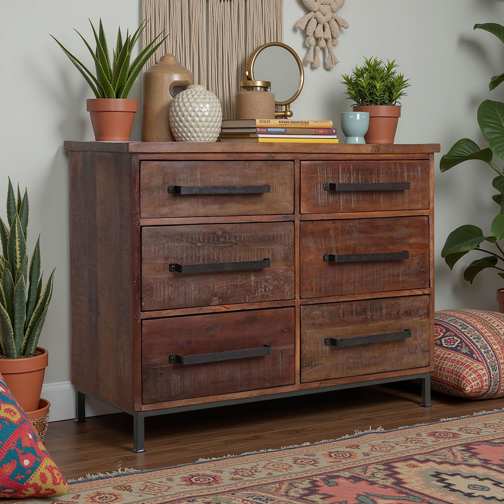 Kommode aus recyceltem Altholz mit sechs Schubladen aus der STUFF Loft Heritage Kollektion