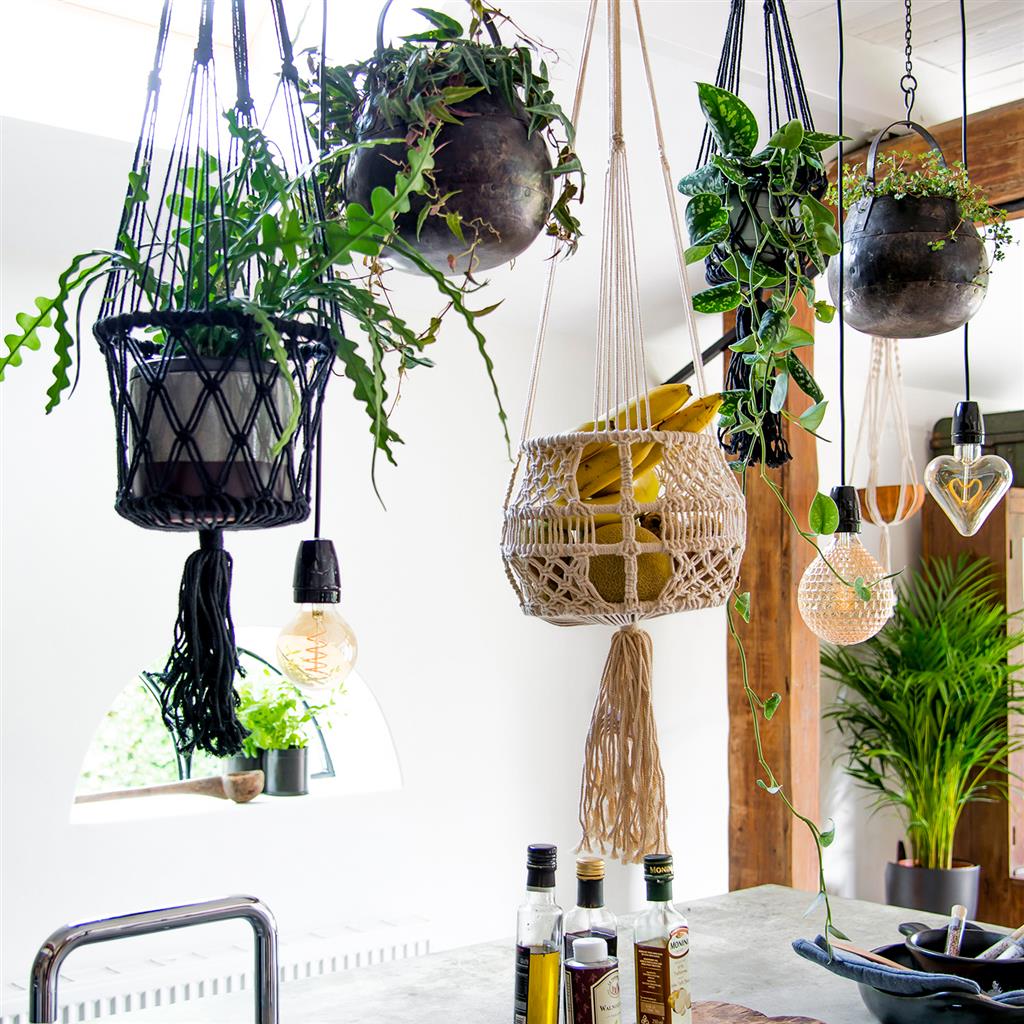 Makramee Blumenampel aus Baumwolle large