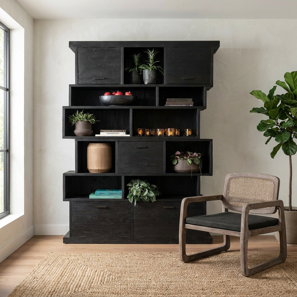 Regal Dizzy Teak | Gommaire Indoor Regal aus recyceltem Teakholz