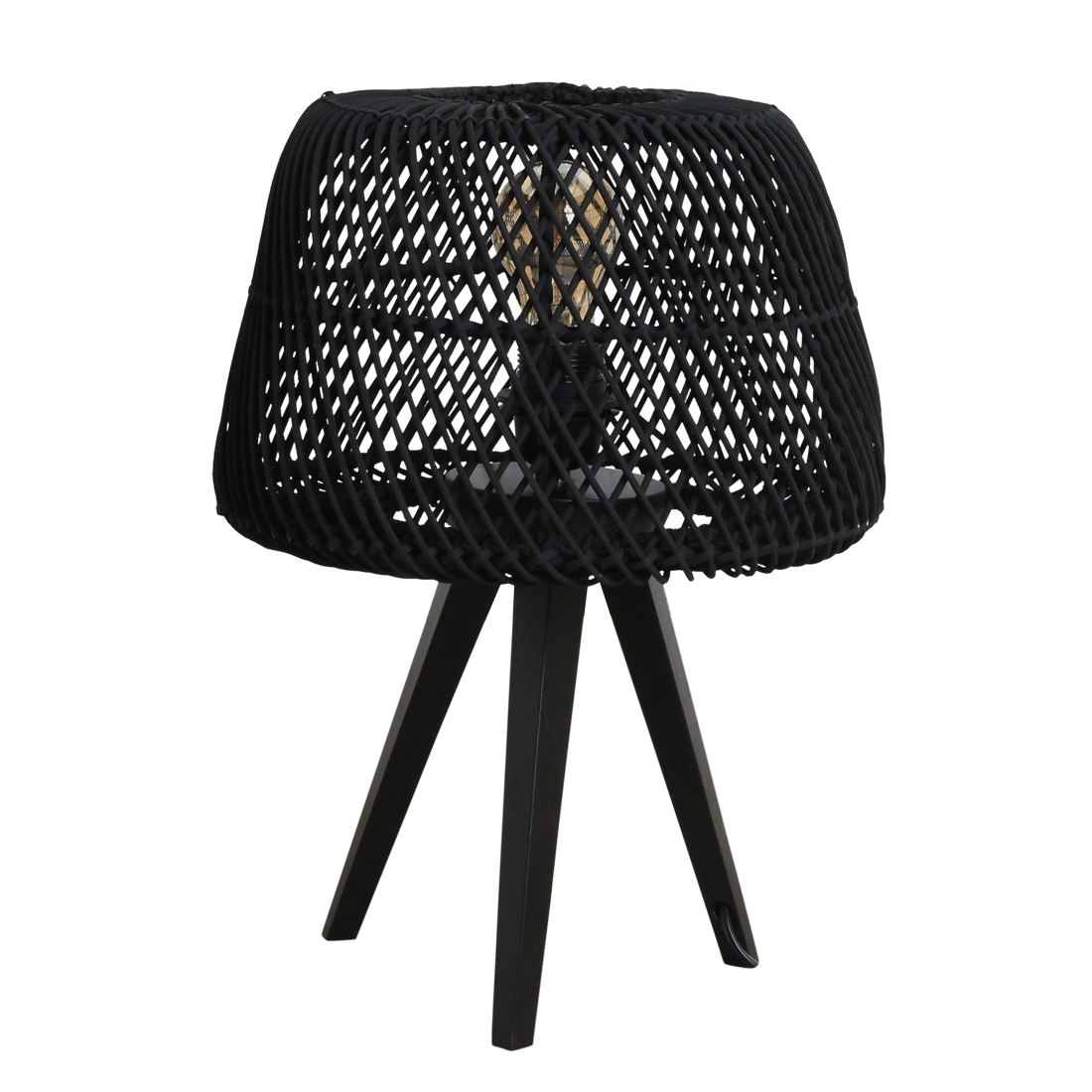 Tischleuchte Maze Tripod Rattan schwarz