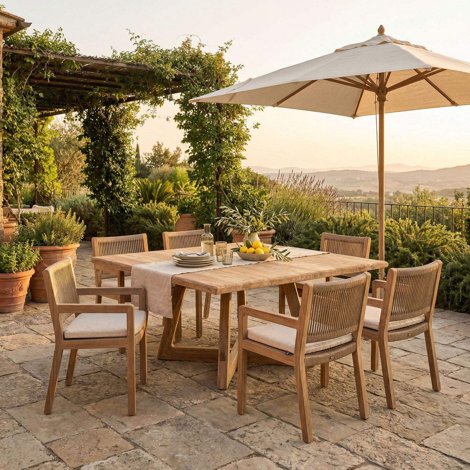 Teakholz Outdoor Esstisch Dennis large – Langlebig und wetterfest für das ganze Jahr - Gommaire