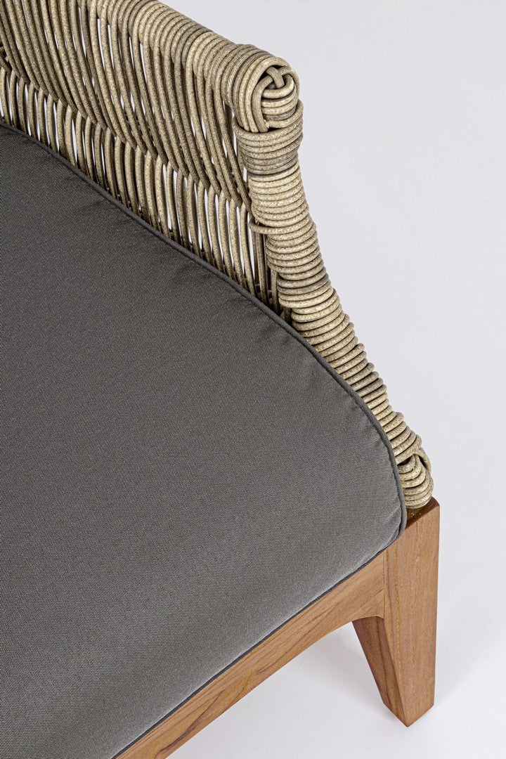 Loungesessel Keilani mit geflochtener Rückenlehne aus Outdoor-Seil