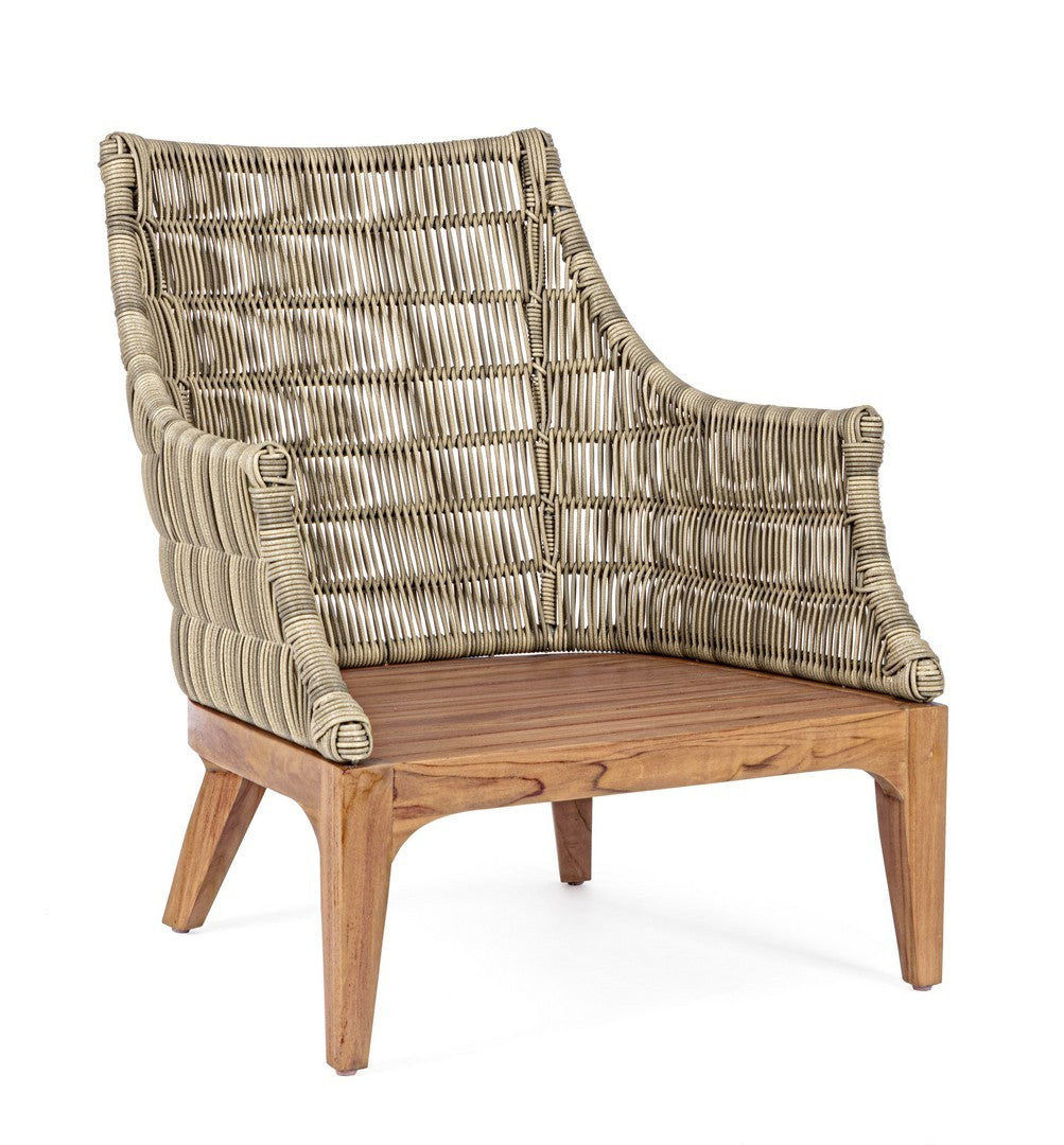 Loungesessel Keilani mit geflochtener Rückenlehne aus Outdoor-Seil
